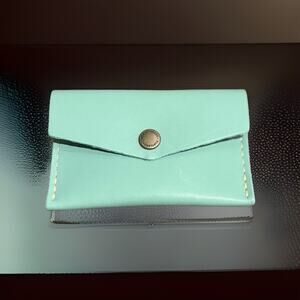 Portland Leather Mini Envelope Wallet Seafoam Green Leather Card Holder Snap